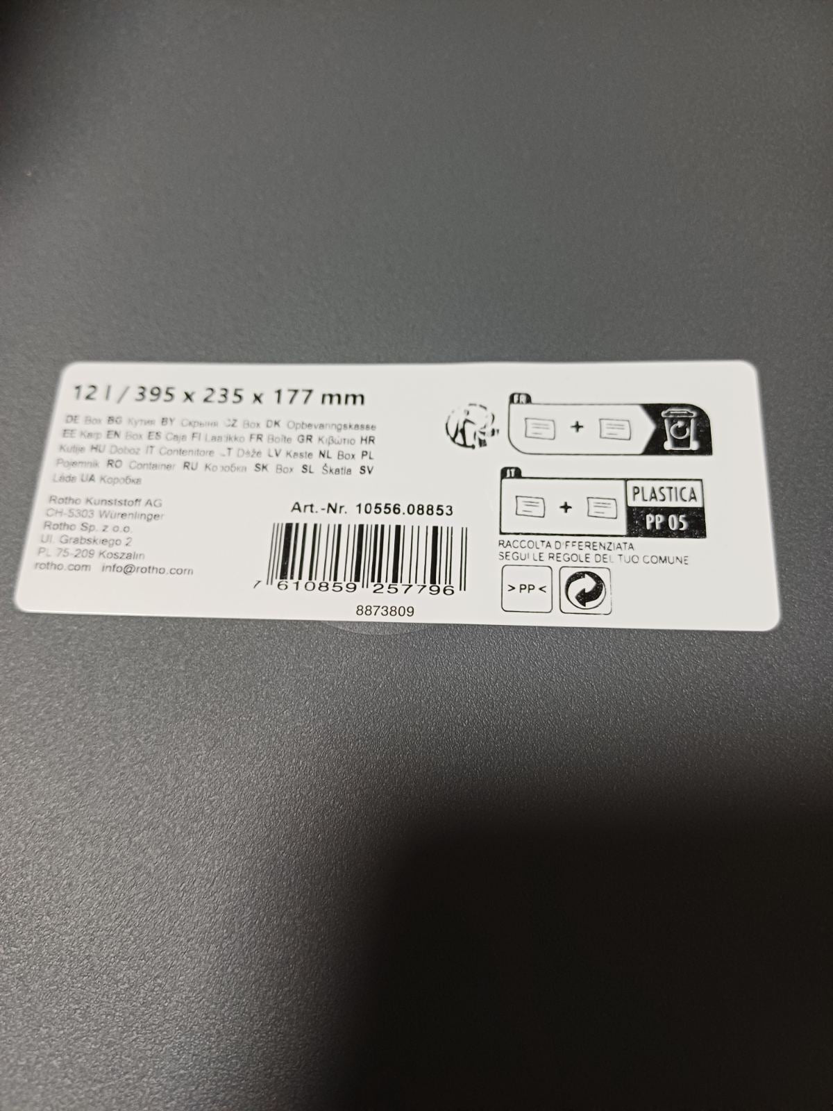 Kutija sa poklopcem
12 L
Dimenzije:395x235x177mm