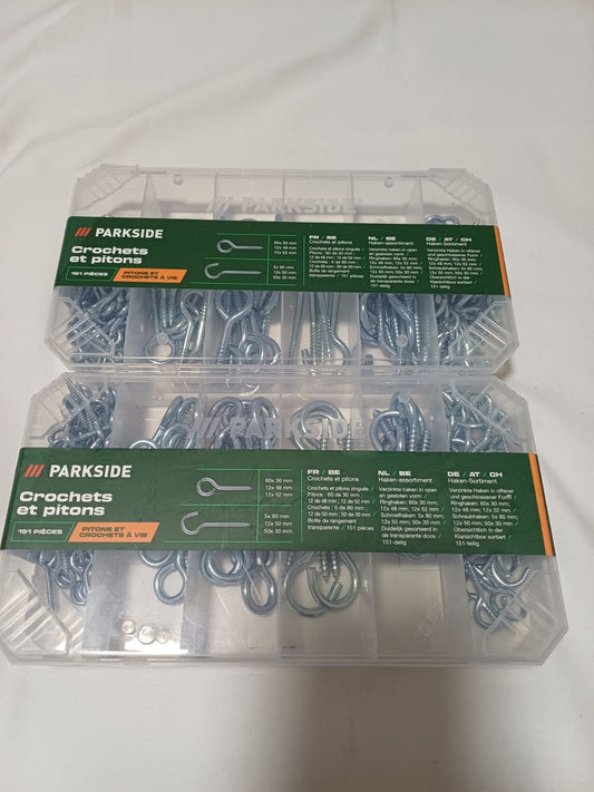 Set kuka 151/1 za kačenje
6 veličina 
Dimenzije:
60x30 mm
12x48 mm
12x52 mm
  5x80 mm
12x50 mm
50x30 mm
