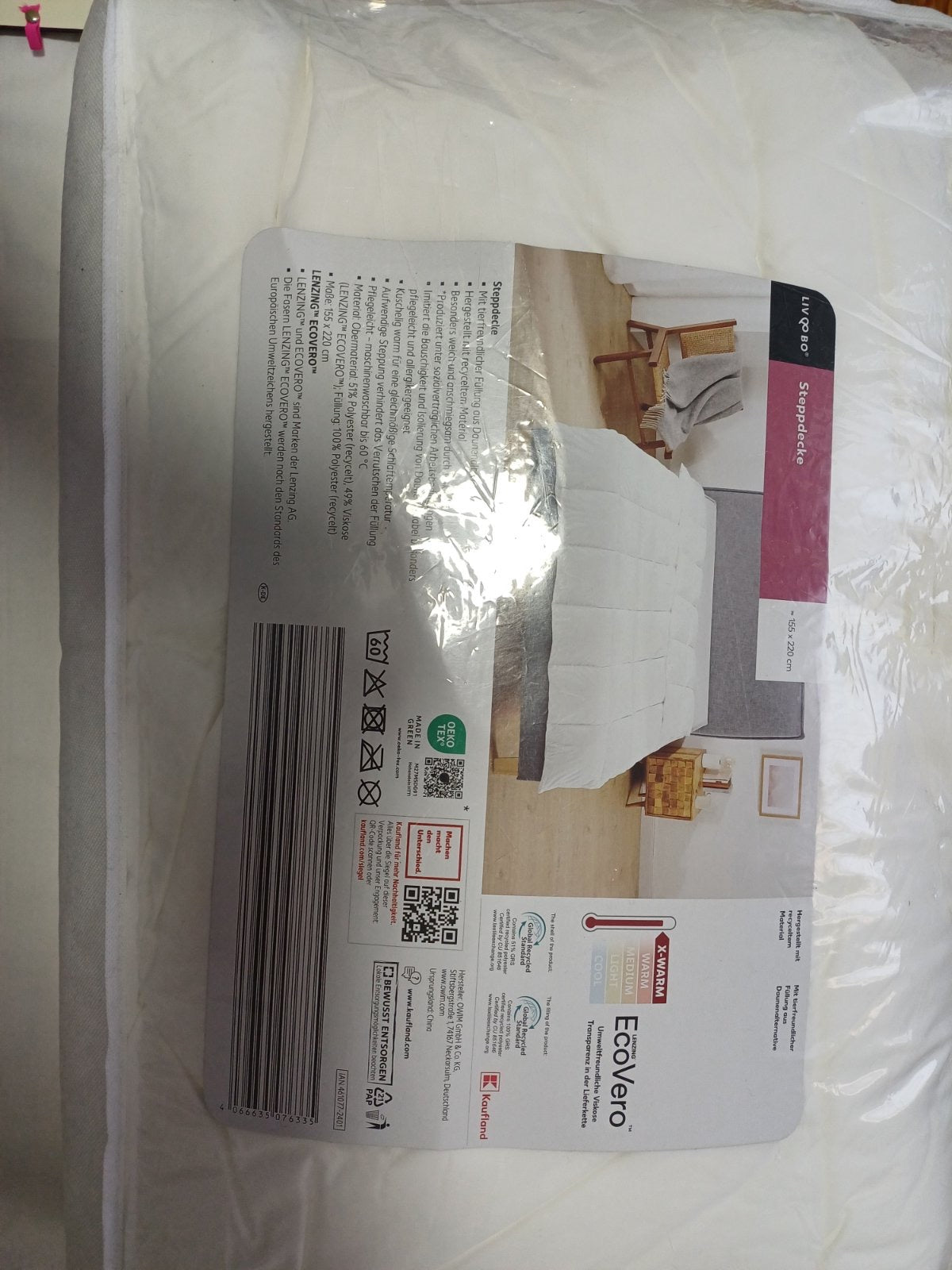 Stepp deka/prekrivač za Jorgan
Sa punjenjem od alternativnog paperja.
Posebno mekane i udobne zahvaljujući viskozi.
Imitira mekoću i izolaciju paperja,posebno jednostavno za održavanje i pogodno za osobe koje pate od alergija
Perivo u mašini do 60°C